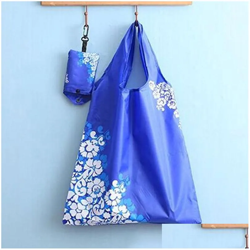 Storage Bags Chinese Style Reusable Ecofriendly Groceries Durable Handbag Home Folding Pouch Tote Foldable Shop Bag Dh1044 Drop Deli Dhhc3