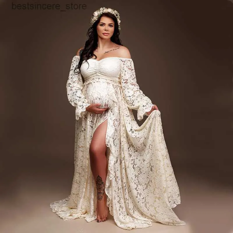 Robe longue blanche maternité on sale