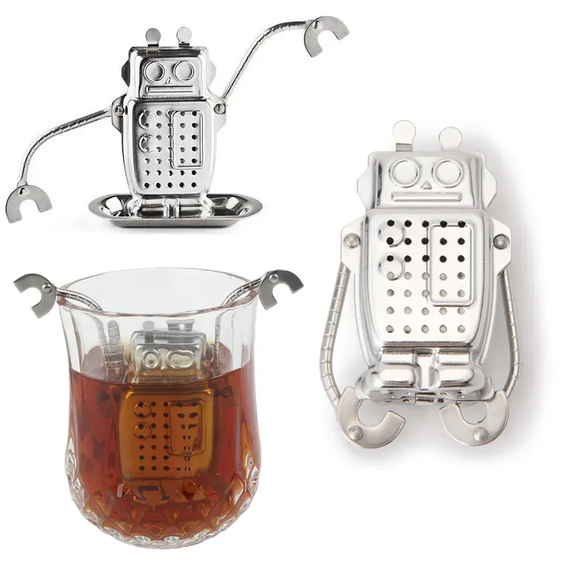UPS Stainless Steel Robot Tea Strainer Loose Leaf Infuser Tea Filter Herbal Spice Strainer Diffuser Tea Tools
