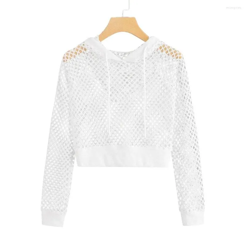 Cutout mesh insert cropped hoodie top