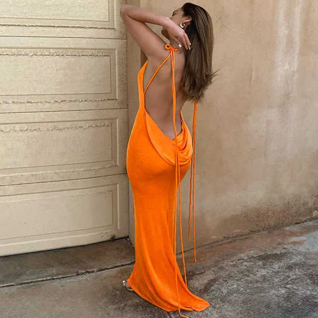 Maxi Dress for Women 2024 New Fashion Backless Lace Up Halter Bodycon  Sleeveless Chiffon Dress from Dhgate Basic & Casual Dresses