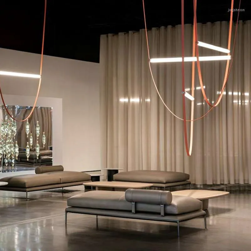 Pendant Lamps Nordic Style Art Bell Led Lamp Genuine Leather Living Room Studio Restaurant Decor Hanging Lighting Fixtures