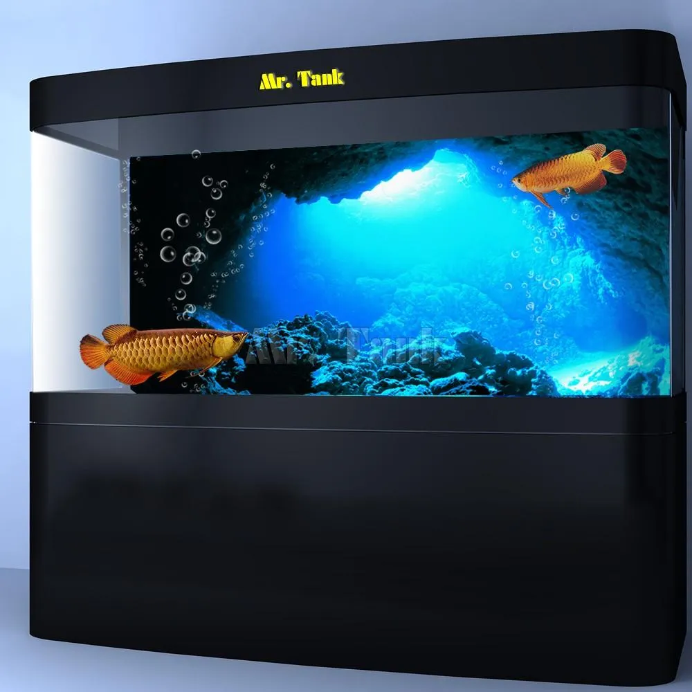 Dekorationer Mr.Tank 3D Effekt Undervattens solljusstrålar Cave Aquarium Bakgrund Sticker Selfadhesive Fish Tank Bakgrundsdekorationer