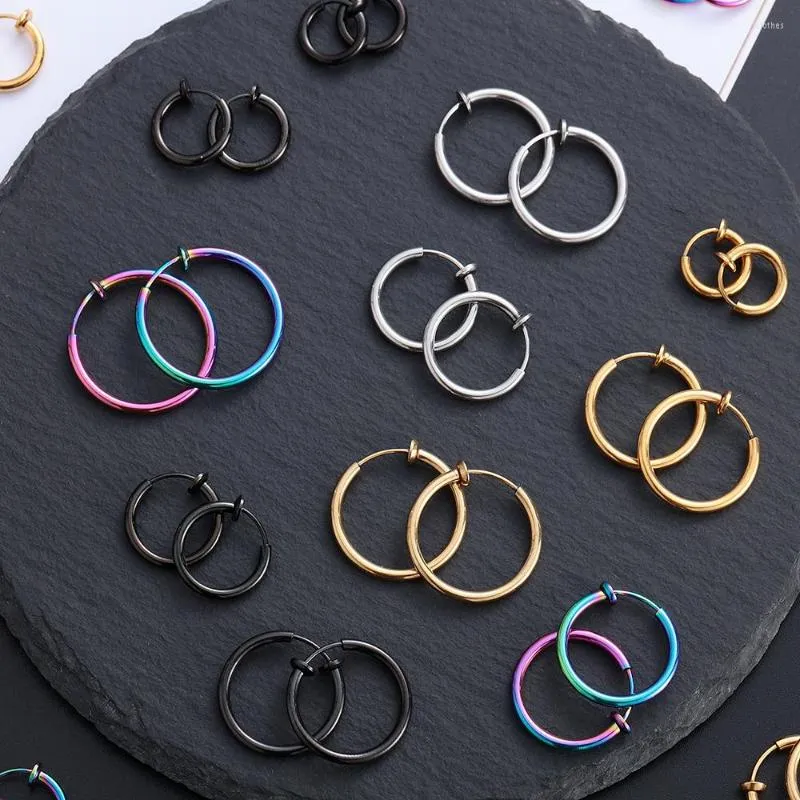 Clip On Earring Hoops Non Pierced Ears Stainless Steel Spring