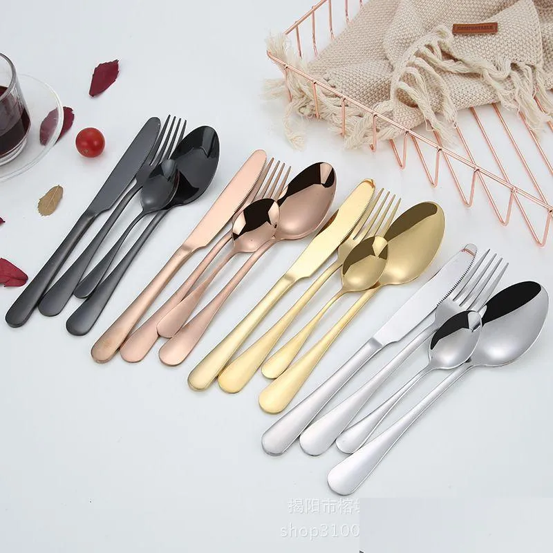 Столовые наборы 4 цветных роскошных наборов Spoon Fork Нож для чайной посуды набором для кухонной посуды из нержавеющей стали DH0280 Доставка дома Гарде Дхаун