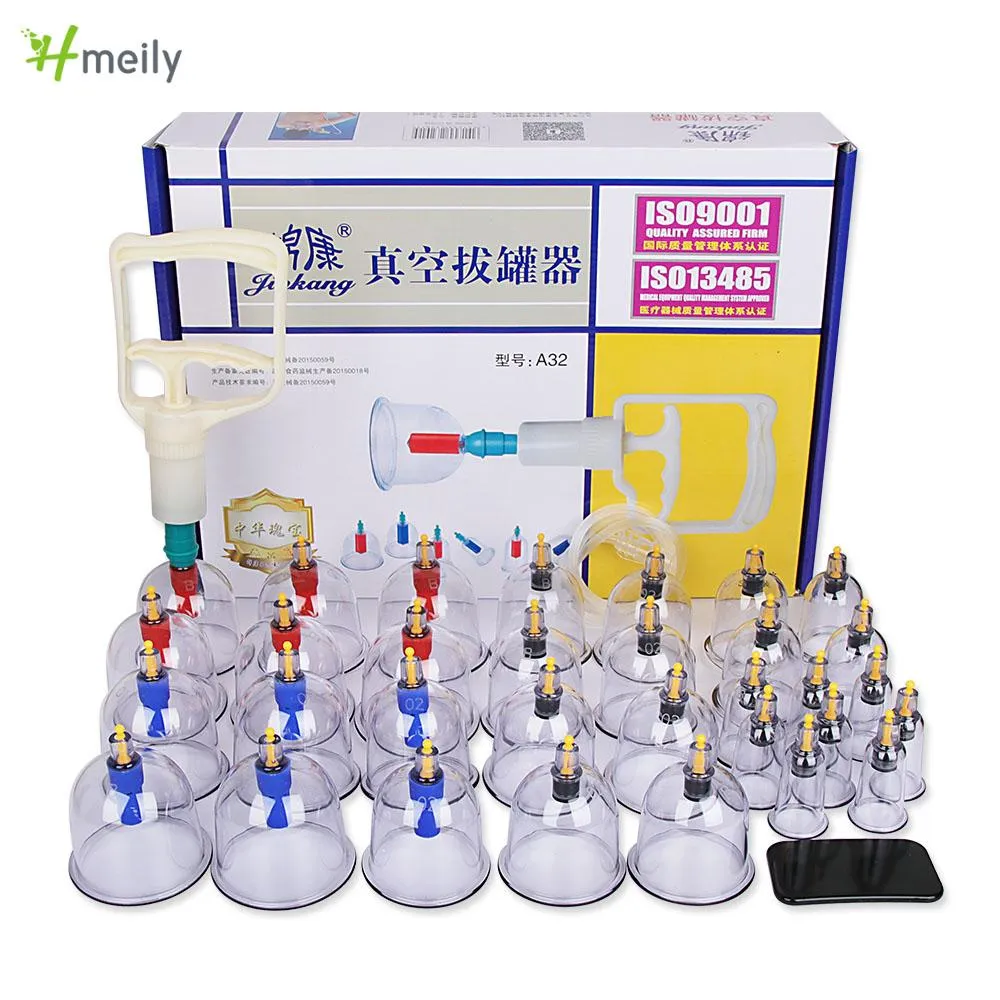 Massager 32 Jars Vacuum Cupping Therapy Set Body Massage Suction Cups Anticellulite Massager Ventosa Physiotherapy Guasha Cans Slimming