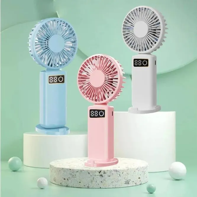 USB Large Air Volume Handheld ventilator USB opladen Digital Display Desktop Handheld Mini Electric Fans Summer Gift