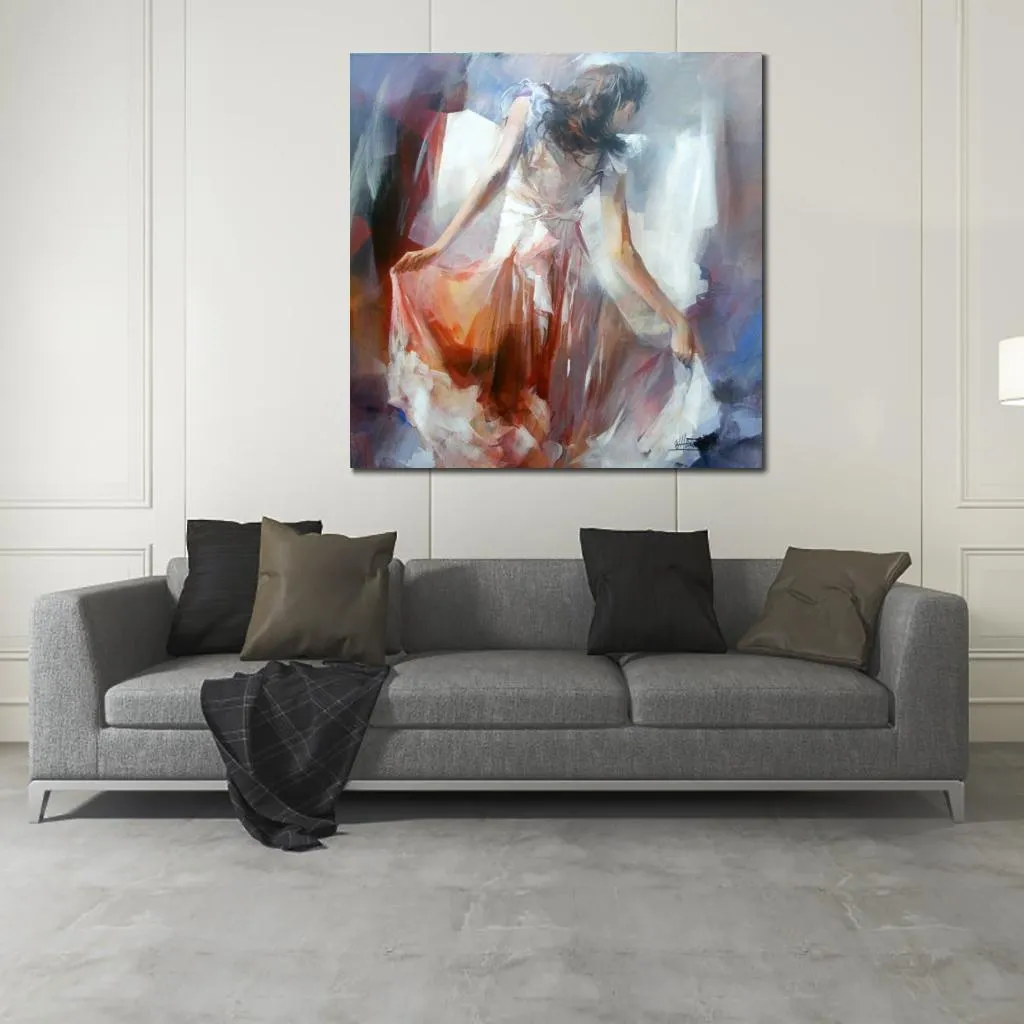 Элегантная леди ручная импрессионистская фигура Canvas Art Willem Haenraets Живопись для гостиной декор романтики