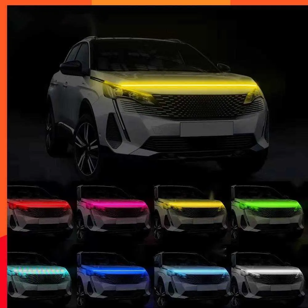 Striscia di luci a LED per auto 12V per cofano motore flessibile per auto decorazione faro luci di marcia diurna automatiche universali