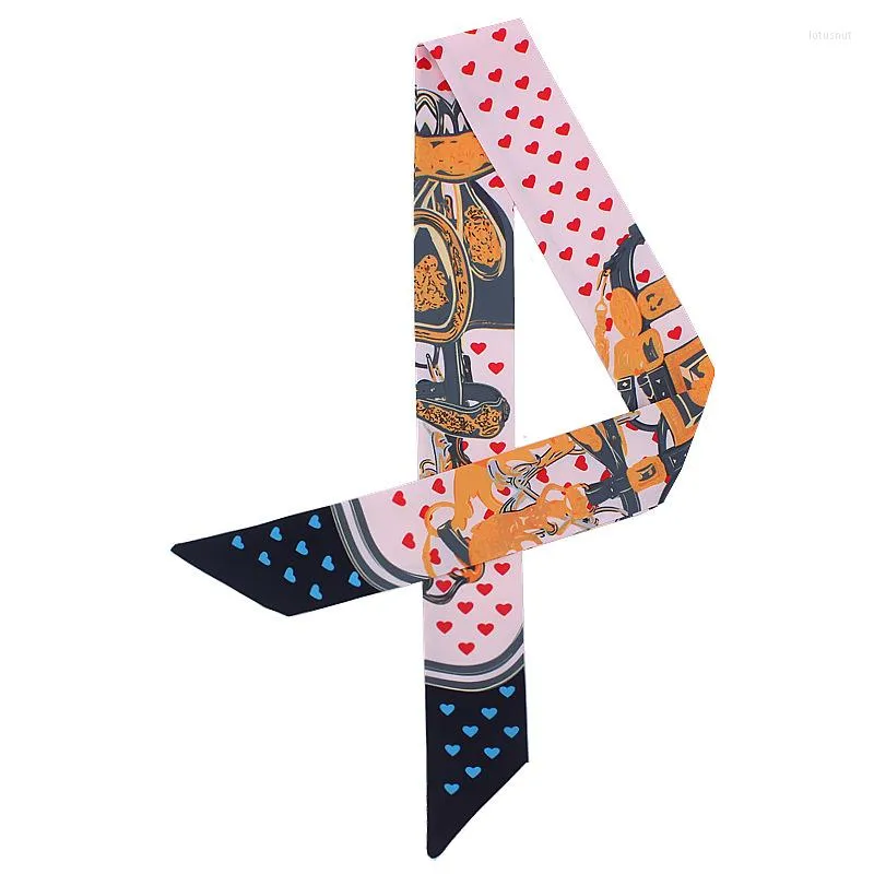 Lenços Lenços Luxo Lenço de Seda Estreito Longo Joker Twil Neckerchief Decore 100 5cm Saco Bandage Headwear Headdress Mulher Acessórios 39 cores LSQ4