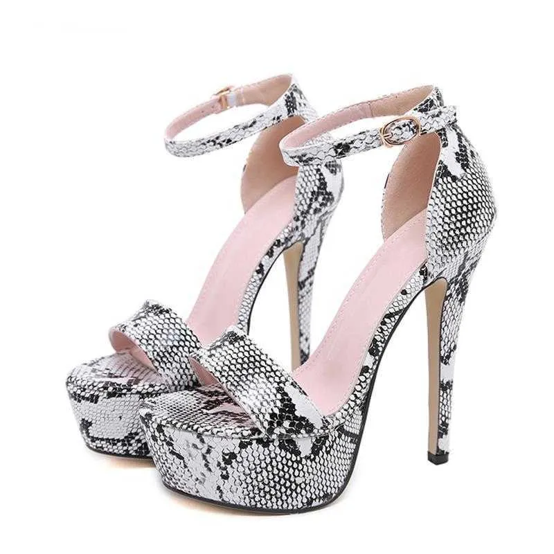 Sandalen Nieuwe print Buckle Strap Gladiato vrouwen pompen dunne hakken club sexy paal dansen schoenen maat 35-40 230511