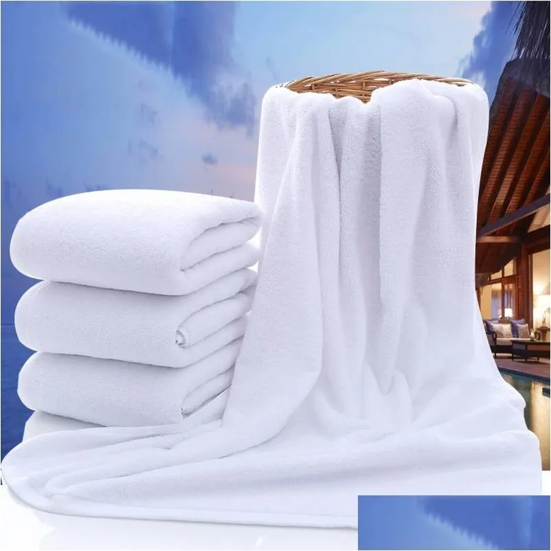 Toalla de baño 70X140Cm El Towels Guest House 100% Algodón Blanco Suave Suministros de baño Uni U Natural Safe Dh0710 Drop Delivery Home Garde Dhcom