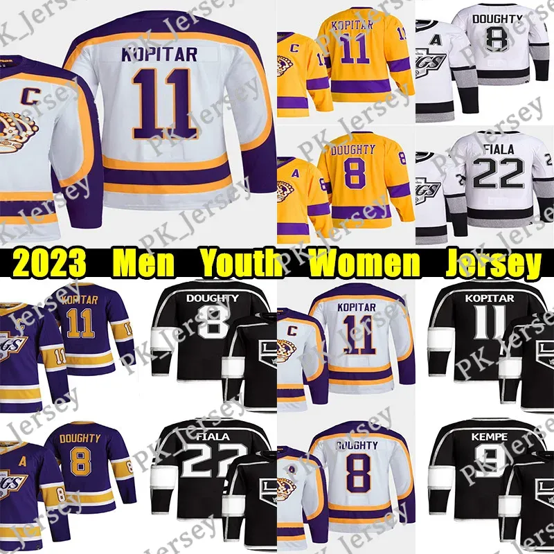 Los'Ageles''kings 11 Anze Kopitar Reverse rétro Hockey Jersey 8 Drew Doughty 22 Kevin Fiala Kempe Iafallo Quinton Byfield Joonas Korpisalo Jerseys