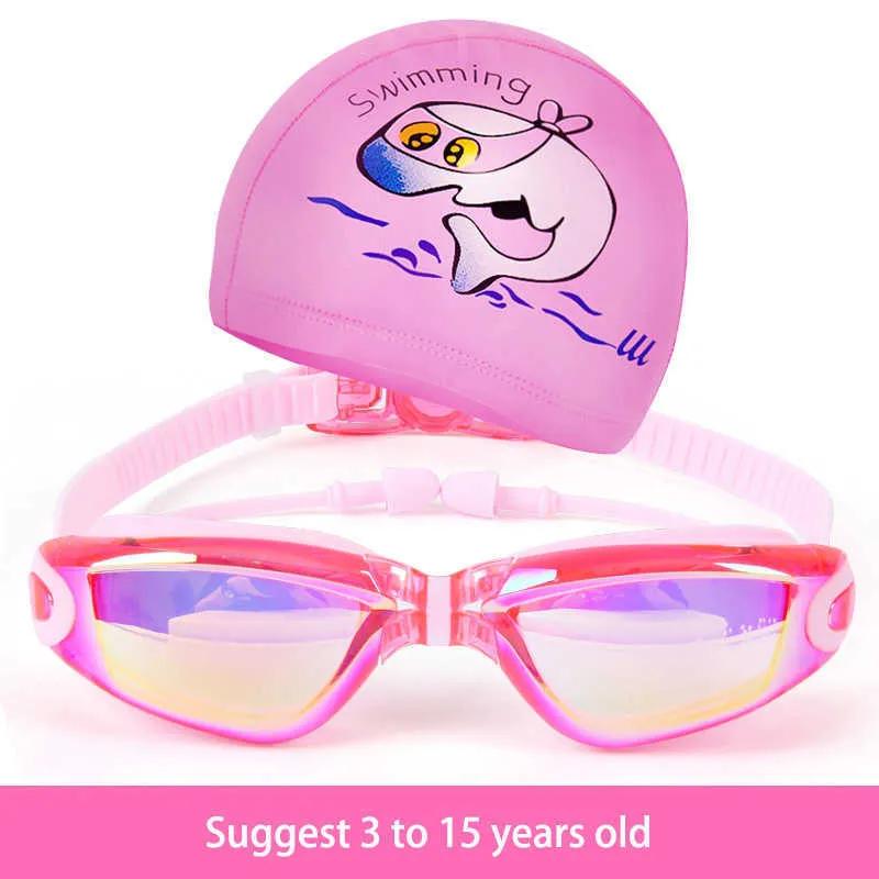 Caps 2022 Professionelle Kinder-HD-Jungen- und Mädchenbrille Wasserdichte Anti-Fog-Hut-Schwimmausrüstung P230531