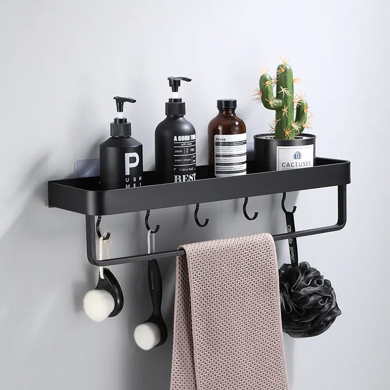Prateleiras do banheiro prateleira de banho de banho de banho de chuveiro de alumínio preto banheiro preto prateleira de parede montada na parede de alumínio preto suporte de armazenamento de cozinha 230530