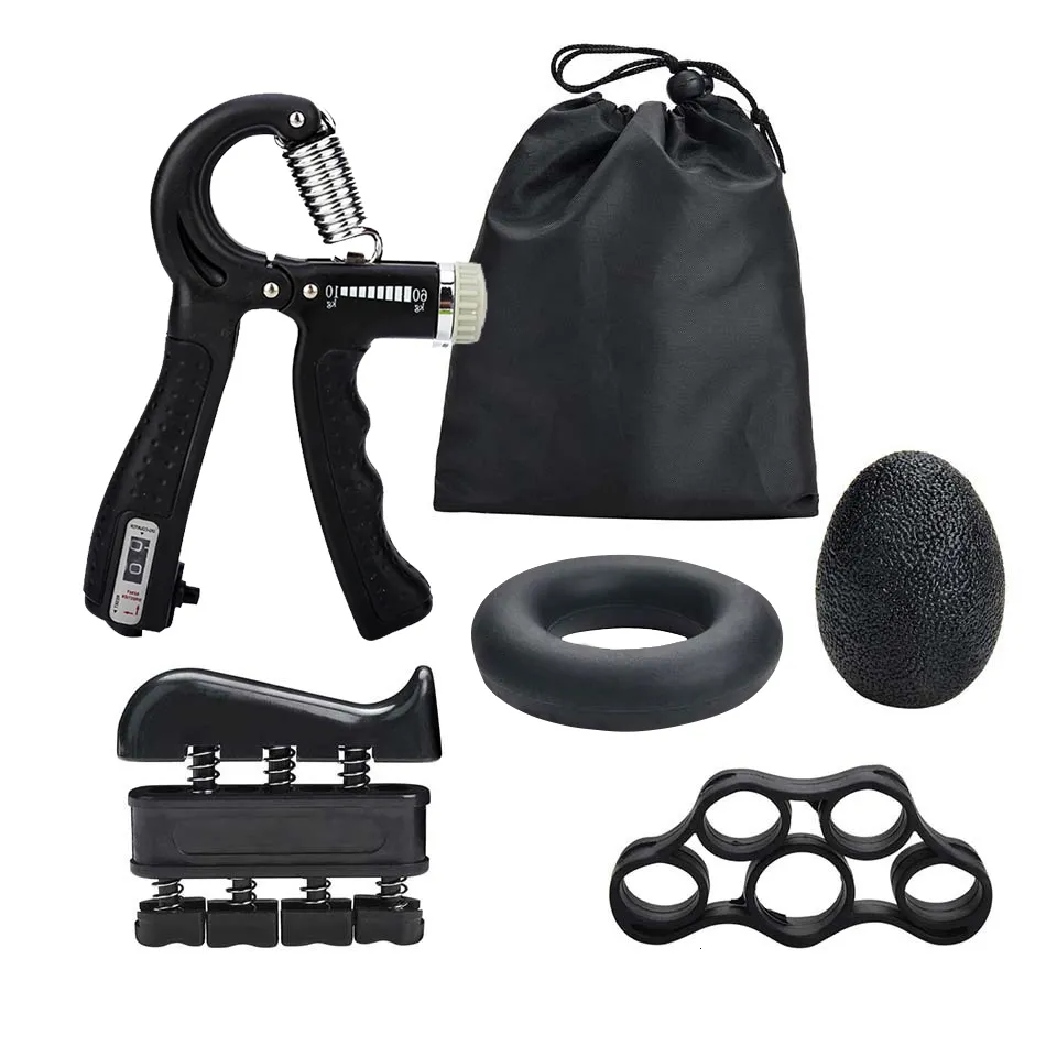 Ręczne uchwyty 5PC/Set Fitness Ręka Ustaw regulację siły siły palców trener przedramienia trening mięśni Pierścień Pierścień Exerchiser Ball 230530