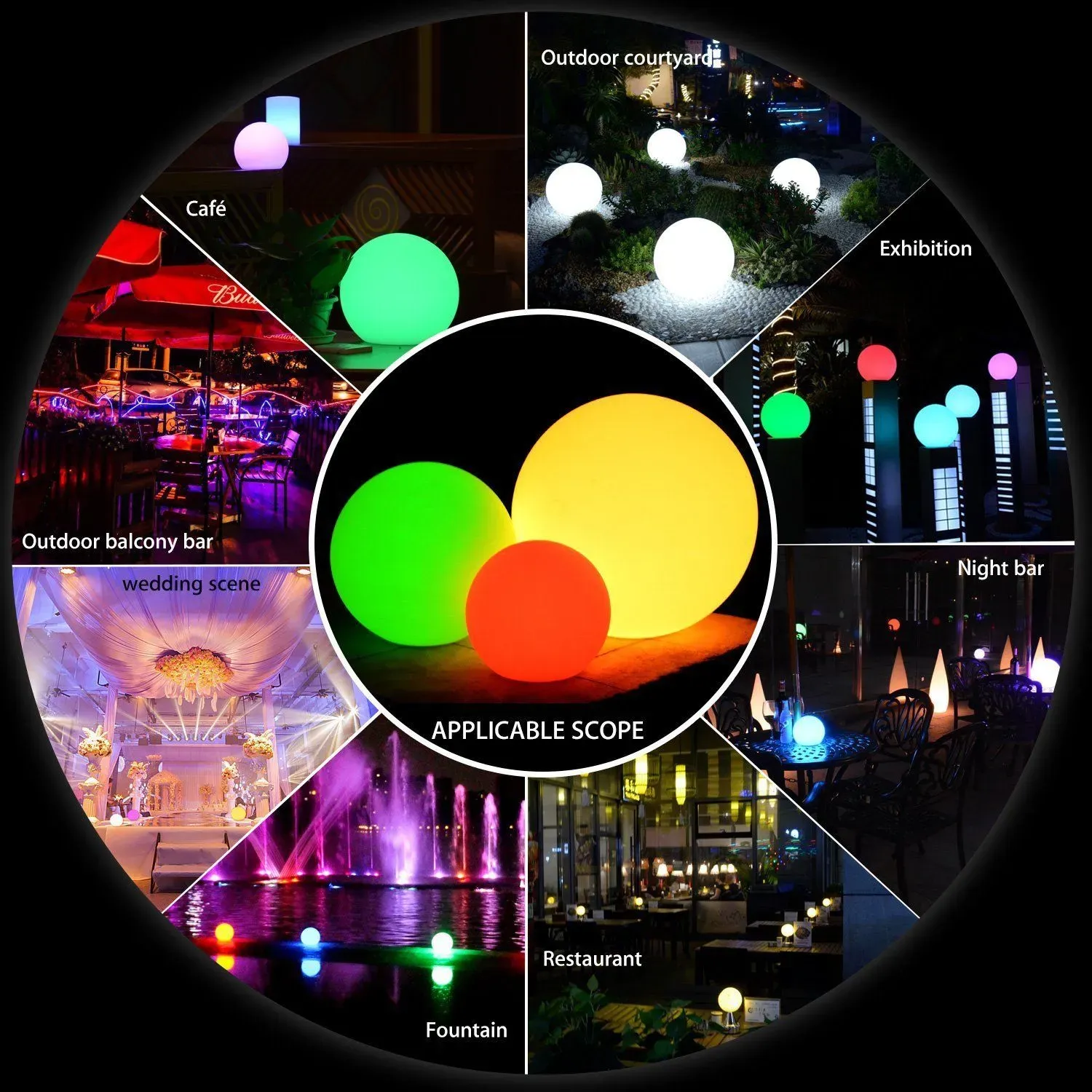 Lawn Lamp 7 Color RGB LED Floating Magic Ball LED Lyumined Pool Light IP68 Outdoor Furniture Bar bordslampor med avlägsna