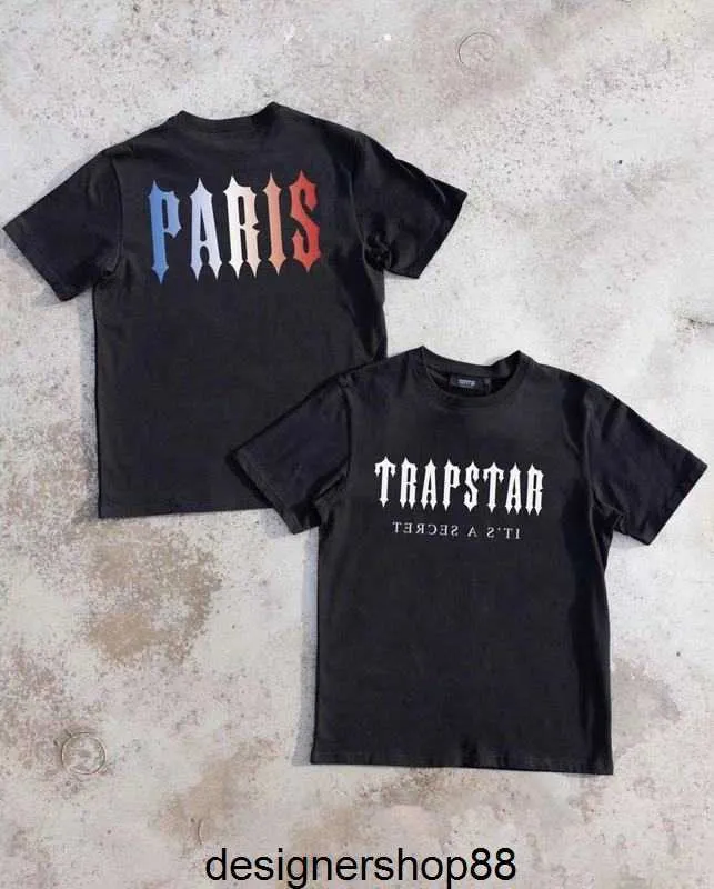 2023fw High Quality Designer Men's T-shirts Trapstar Front and Back Double-sided Letter Printed Round Neck Short Sleeved T-shirt