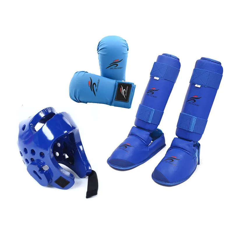 Schutzausrüstung Taekwondo Sparring Ausrüstung Set Helm Schienbeinschutz Bein Hand Fußschutz Frauen Bänder Handfläche Boxhandschuhe MMA Karate Ausrüstung 230530