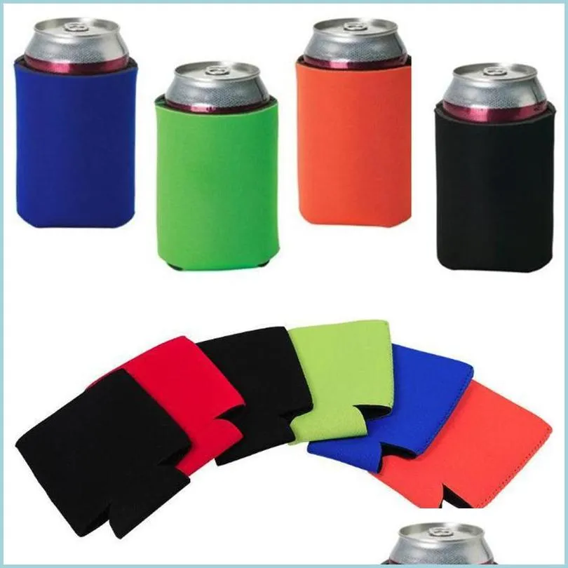 Drinkware Handle Beer Sleeves Cam Can Cup Soda Er Neoprene Drink Cooler Portable Bottle Outdoor Sleeve For Party Drop Delive Dhwcn