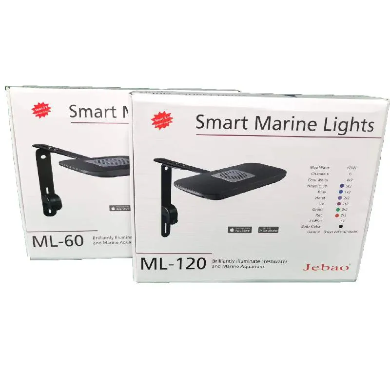 Lightings Jebao Ml Al AK Series Coral Lamp Reef LED ML60 ML120 Briljant belyser sötvatten och marin akvarium WiFi+AP -modell