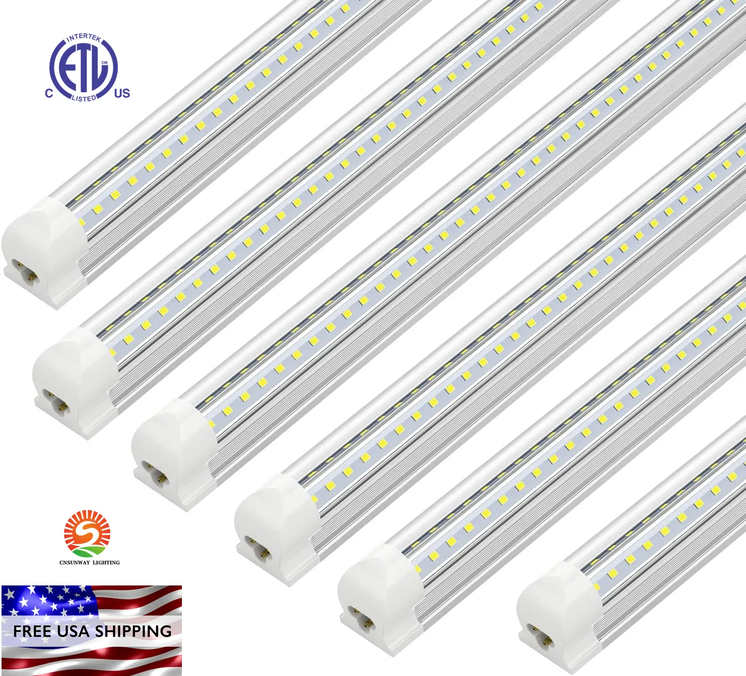 Tube de lumière led de 8 pieds en gros 72W Tubes Led T8 8 pieds FA8 Simple Broche G13 R17D Intégré Double Côtés smd2835 AC85-265V Boutique lumières luminaires de garage ETL