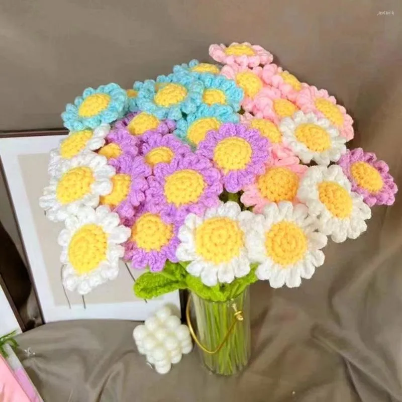 Flores decorativas Flor de punto delicada Trenzado a prueba de arañazos Sin riego Alta simulación DIY
