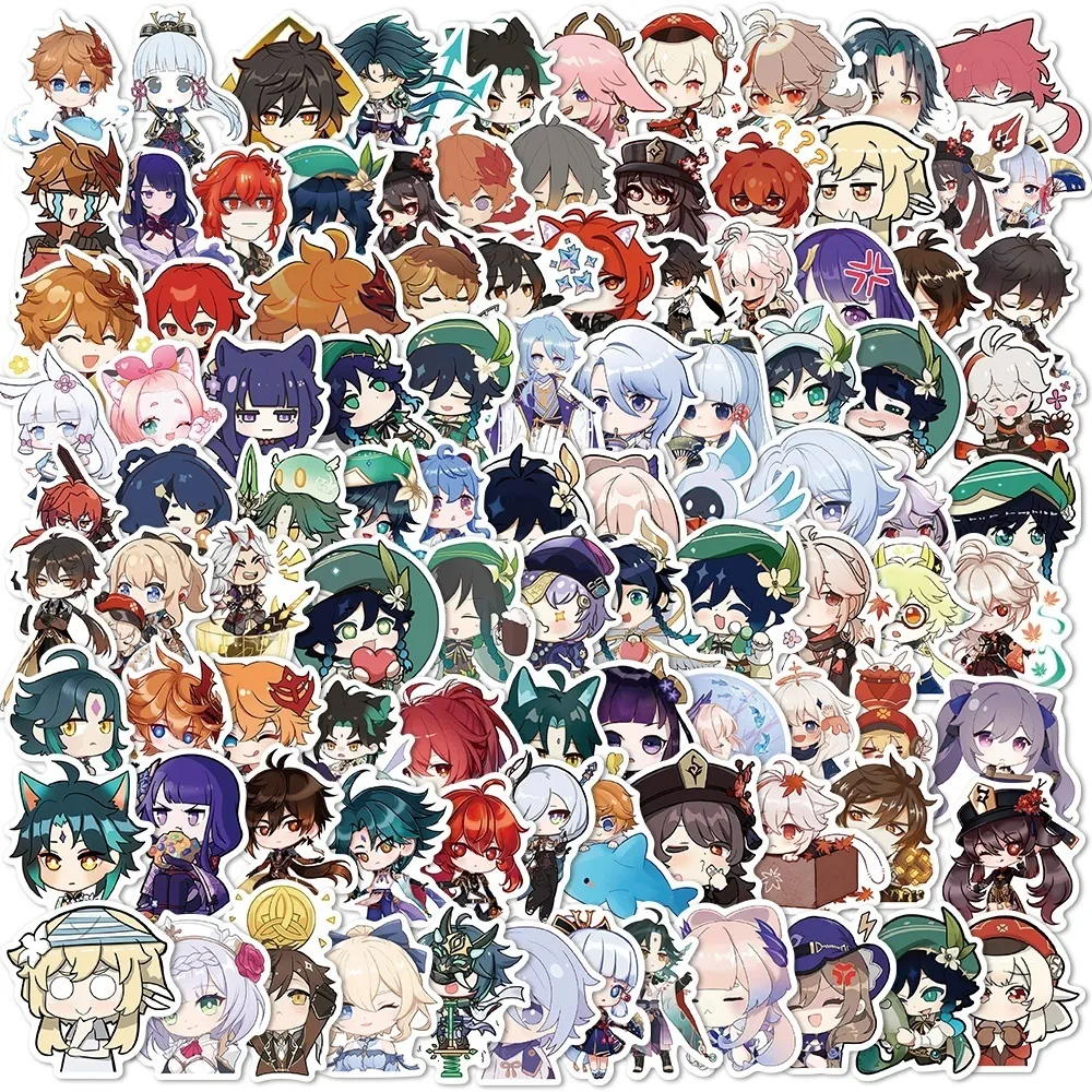 Kids Toy Stickers 1050100pcs Cute Genshin Impact Anime Game Decals Sticker for Laptop Luggage Skateboard Guitar Motorcycle Toys 230530