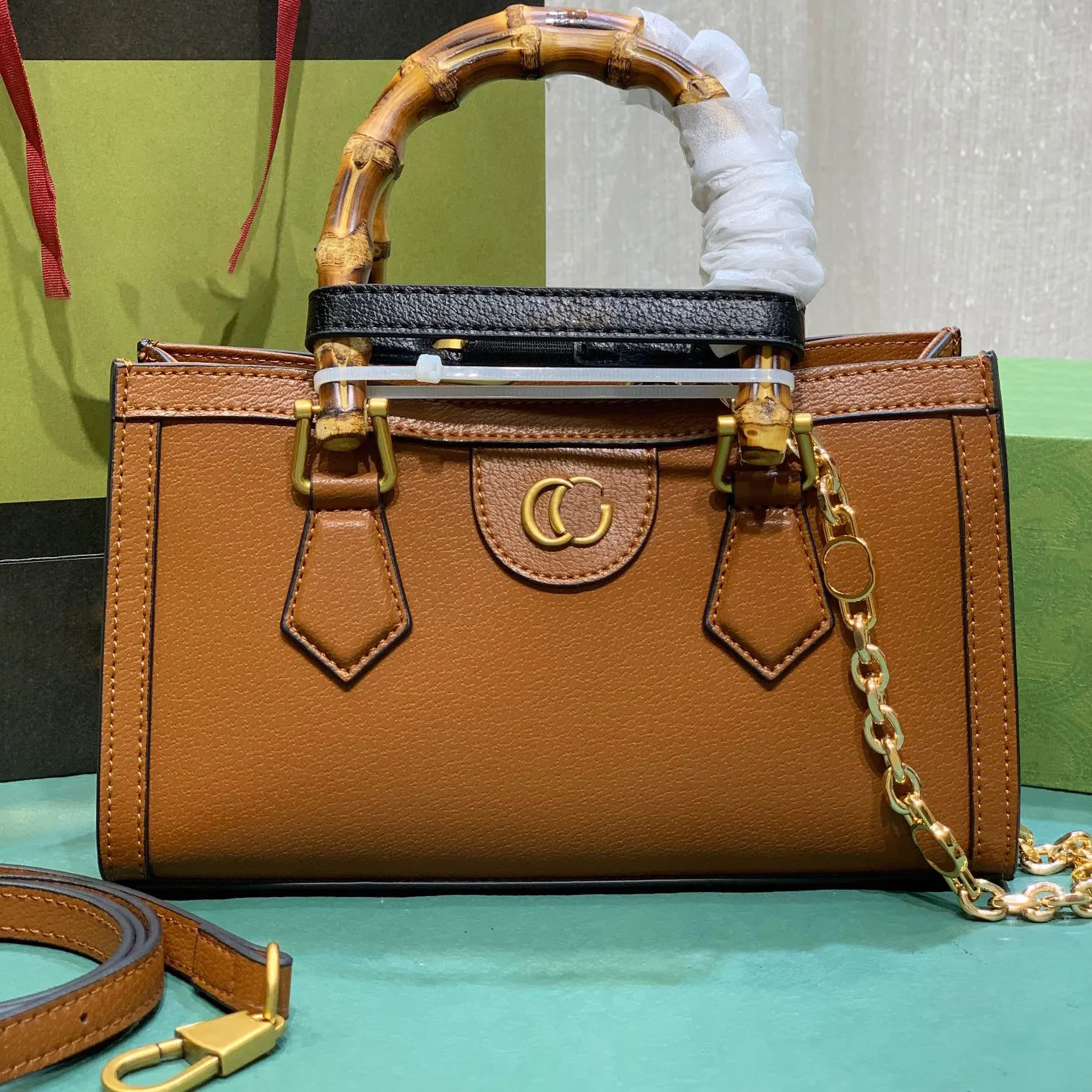 Le borse da tote borsetta di alta qualità Donne di moda borse classiche borse in bambù borse in pelle autentica borse a traversa di lusso borse da catena da catena marrone borse