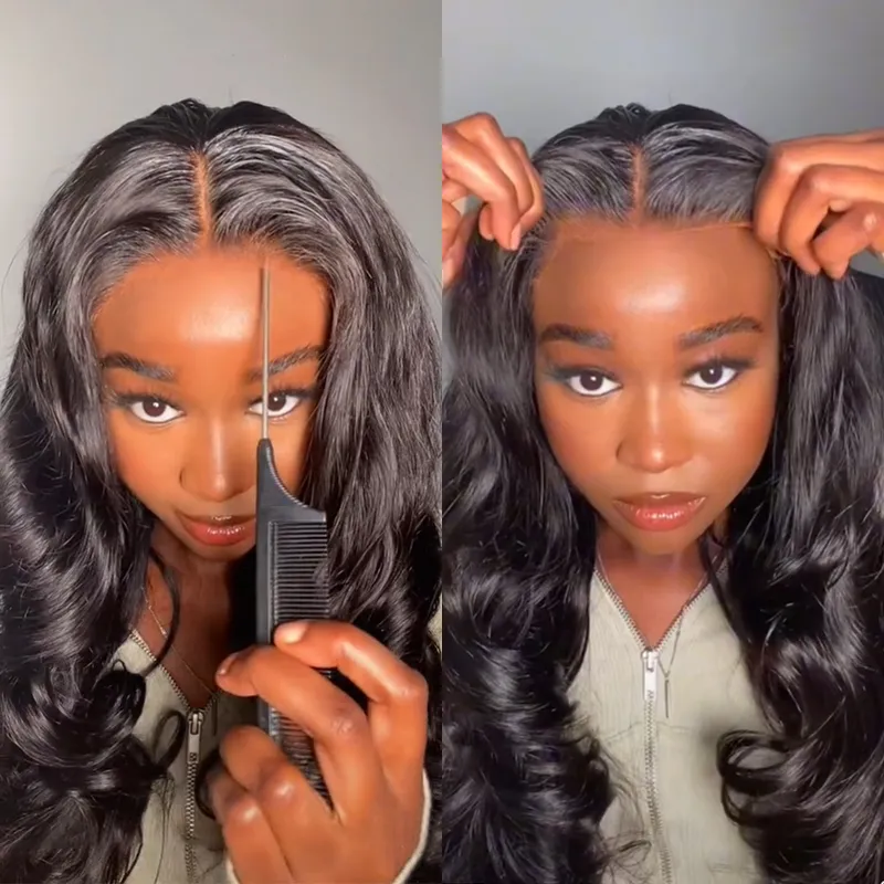 Gluesless Ready to God Body Wave Curace Front Wig Human Hair Pre Prot Cut HD прозрачный парик 4x4