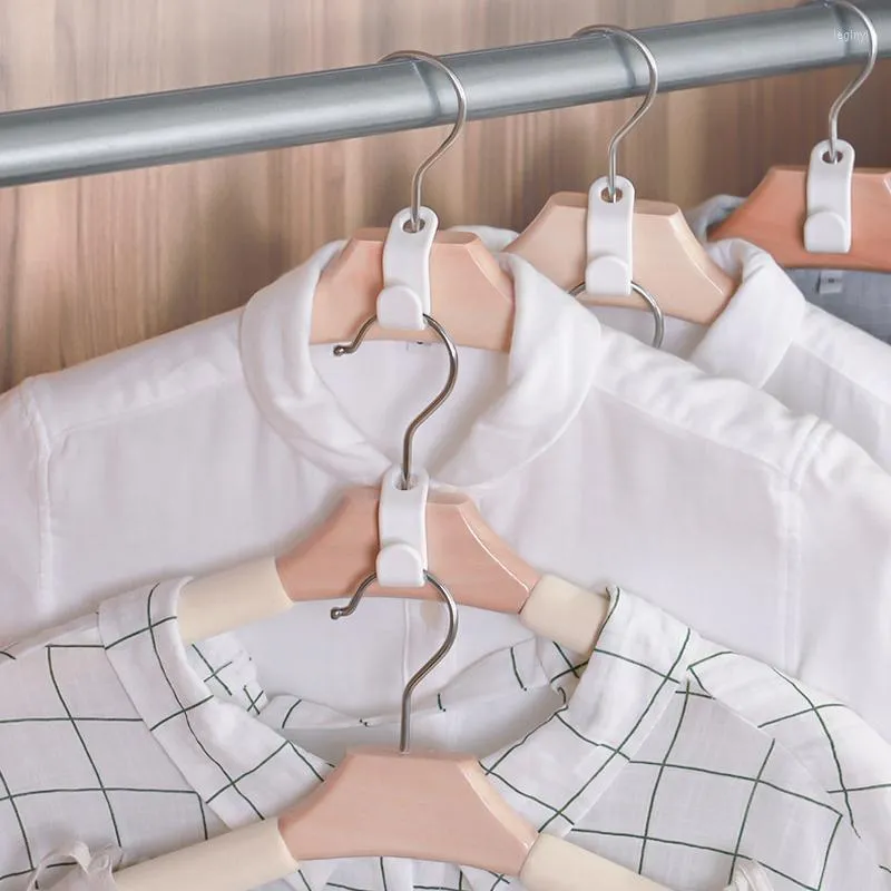 Kleiderbügel 6pcs Kleiderbügel Anschlusshaken Weißklapper Lagerhalter Kleider Hanging Connection Haken Speicher Speichersparung verknüpft verknüpft