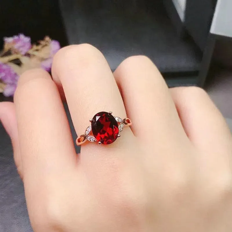 클러스터 링 진짜 925 여성 웨딩 밴드를위한 스털링 실버 루비 링 Anillos de Red Gemstone 약혼 보석