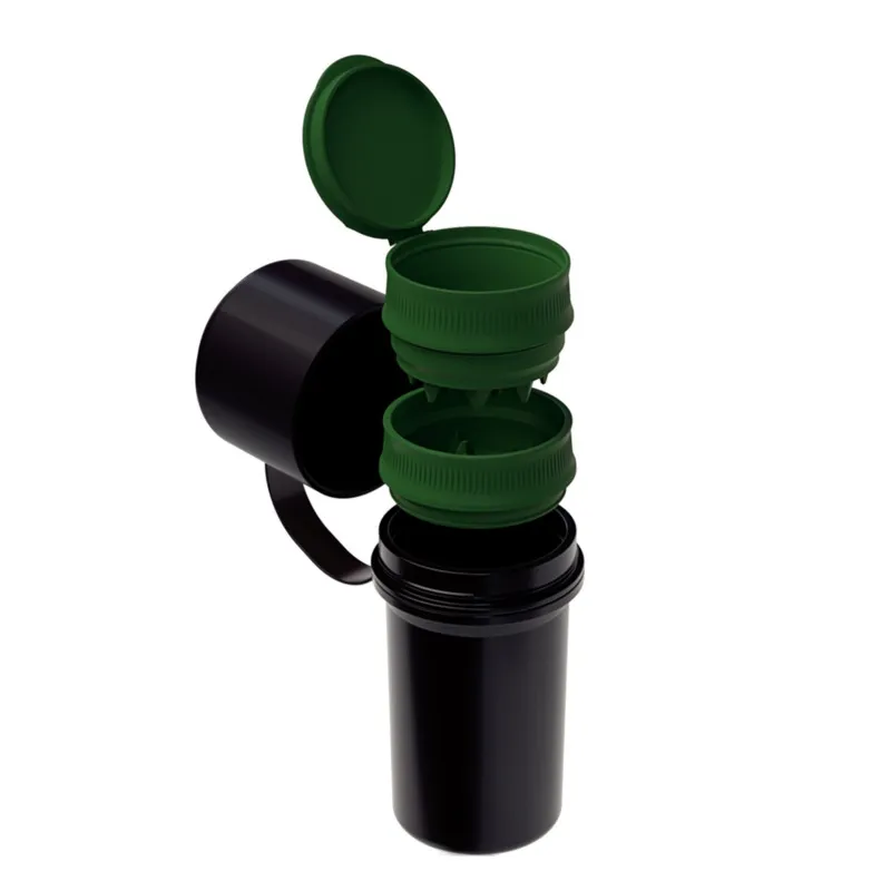 Accessoire de fumée de broyeurs de tabac en plastique de 46mm muti-fonction avec le pot de stockage pointu/broyeur de récipient broyeur d'herbe 2 couches accessoires de tabagisme de dents