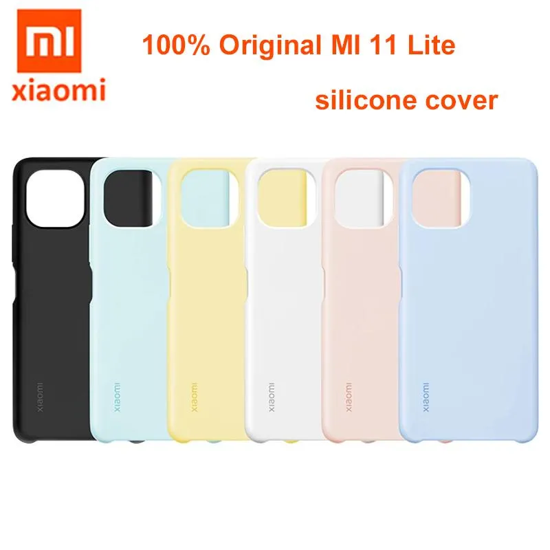 Tecillos originales Xiaomi Mi 11 Cubierta de estuche Lite Silicona genuina + PU Durable cómodo Shock a prueba de choques para Mi 11 Lite