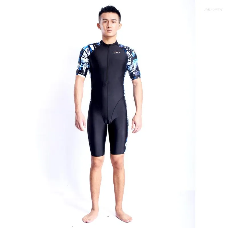 Maillot de bain femme haute qualité Fastskin séchage rapide et combinaison de plongée homme manches courtes avec fermeture éclair maillot de bain une pièce Rash Guards Hx16