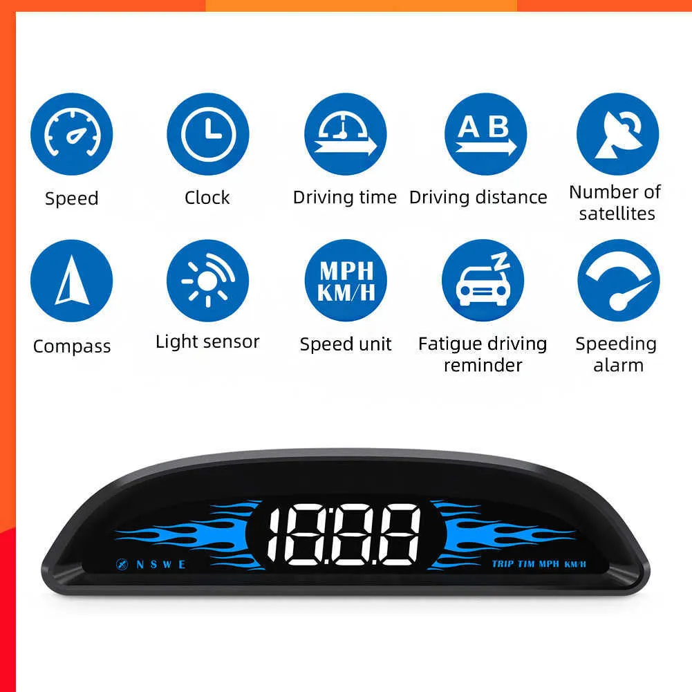 New Smart Car HUD Head Up Display GPS Speedometer Digital Gauge Compass Speed Clocks Driving Distance Display Speed Alarm