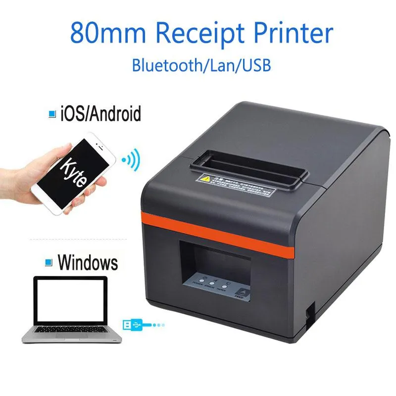 Printers 80 mm thermische printers POS ontvangstprinter met Auto Cutter Bluetooth USB Ethernet Port voor keukenrestaurantwinkel