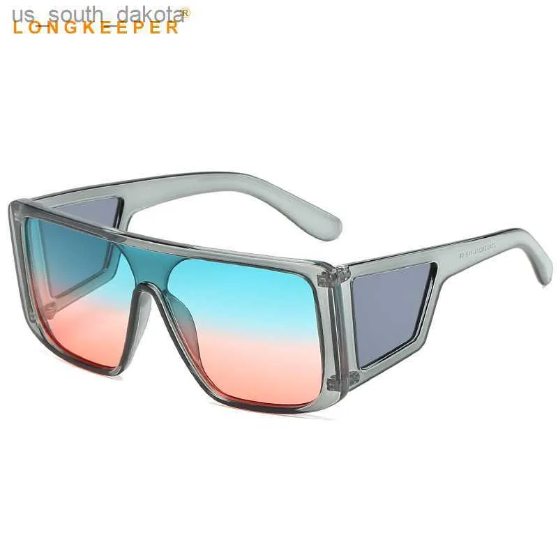 Gafas de sol cuadradas de gran tamaño para hombre y mujer, anteojos de sol femeninos con montura grande y espejo de una pieza, a la moda, Retro, uv400, L230523, novedad de 2020