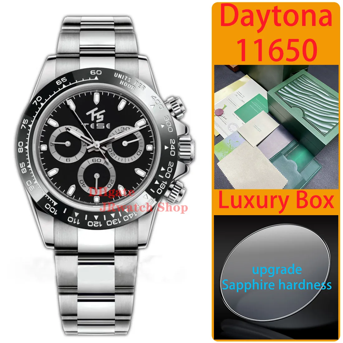 Topp Luxury Men S Sports Watch Automatic Machinery Basel Time Code Watch Panda Di Dial Ceramic Ring Folding Spuckle Daytona Watertproof Stainless Steel Watch Present Box