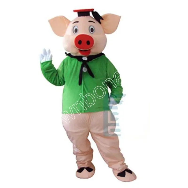 Blue and Green Clothes Pig Mascot Costumes Cartoon Fancy Suit For Adult Animal Theme Mascotte Carnival Costume Halloween Fancy Dress