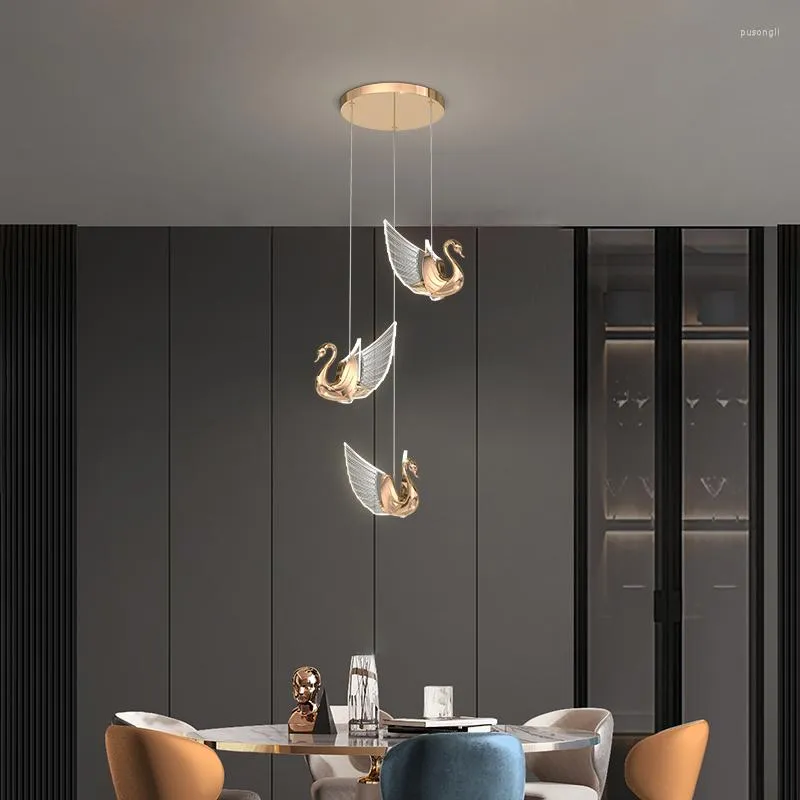 Hängslampor modern ljus lyx designer restaurang lampa säng ljuskrona enkel svan trappa belysning bar tabell 2023