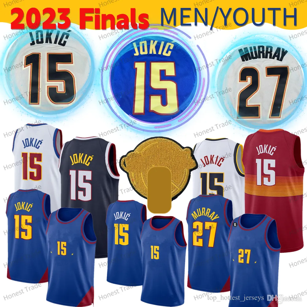 2023 Финал Патч Jokic Murray Basketball Jersey 1 Майкл Портер-младший. ВМС Jamal Murray Blue White Litched Jerseys Maillots de Basket Men Kids Custom S-XXXL