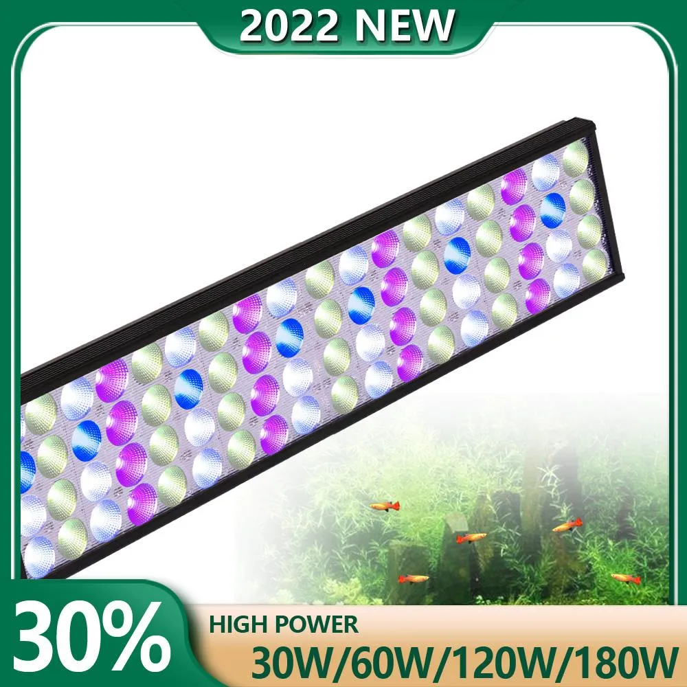 Éclairages 40 180 cm LED lumière d'aquarium avec minuterie lampe de lumière de réservoir de poissons aquariums décor éclairage lumières fraîches plantées lever du soleil coucher de soleil