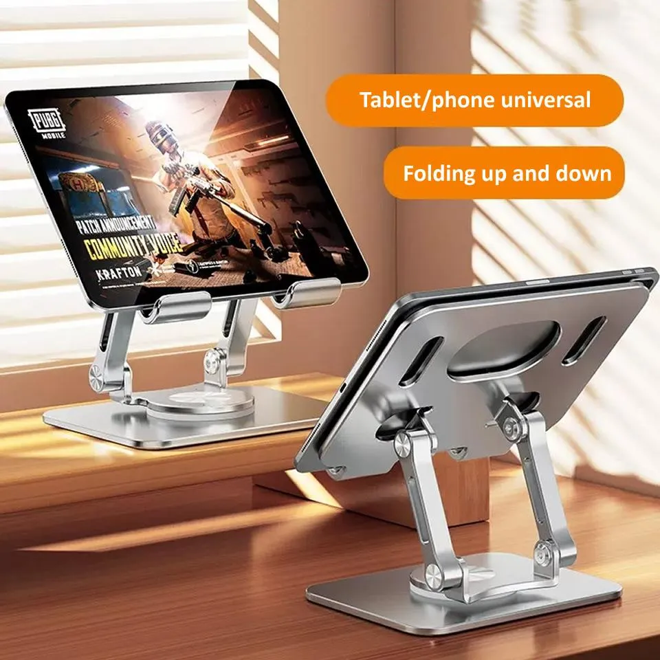 Stands Outmix Aluminium Tablet Stand Desk Riser 360 ° Rotation Multiangle Höjd Justerbar Foldbar Holder Dock för Xiaomi iPad -surfplatta