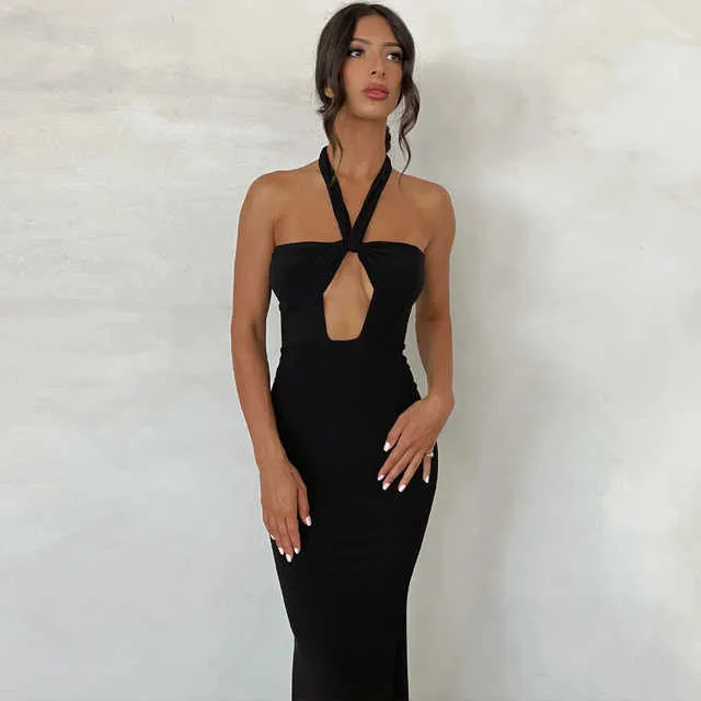 Vestido maxi para mulheres verão 2023 nova moda sólida sem costas com renda vestidos finos sem mangas casuais vestidos longos