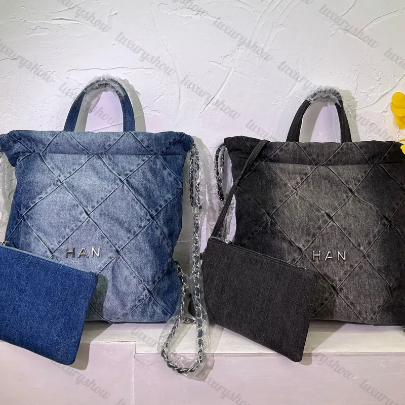 Designer de alta qualidade Mochila pequena mochila de grande capacidade Mulheres Bolsa de jeans azul Bolsa de luxo Bolsa de luxo de lanchonete Bolsa de maquiagem