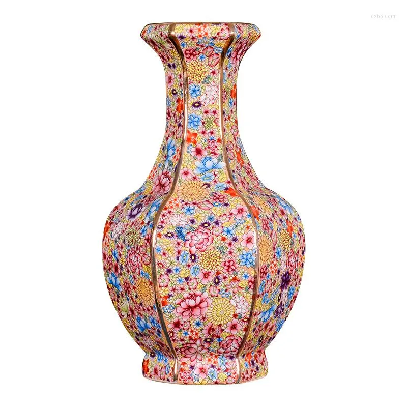 Vases Ceramic Vase Pastel Antique Million Flowers Chinese Household Living Room Flower Arrangement Decorations Hallway Study Ornaments