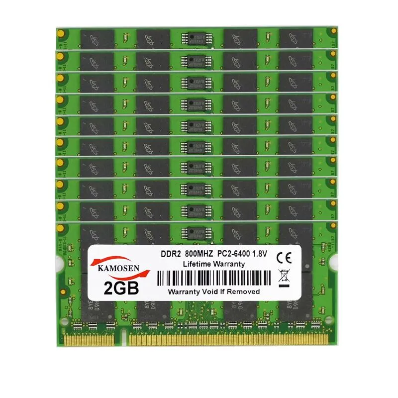RAMS -pakket van 10 2 GB PC25300S DDR2 667MHz 204PIN 1.8V SODIMM RAM -notebook Computergeheugen ondersteunt dubbele kanalen