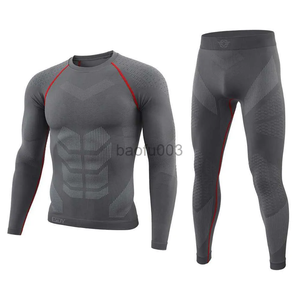 Survêtements pour hommes Ensembles de sous-vêtements sans couture Brand New Sports Fitness Suit Winter Warm Running Randonnée Vélo Tactique Long Johns Sous-vêtement Thermique J230531