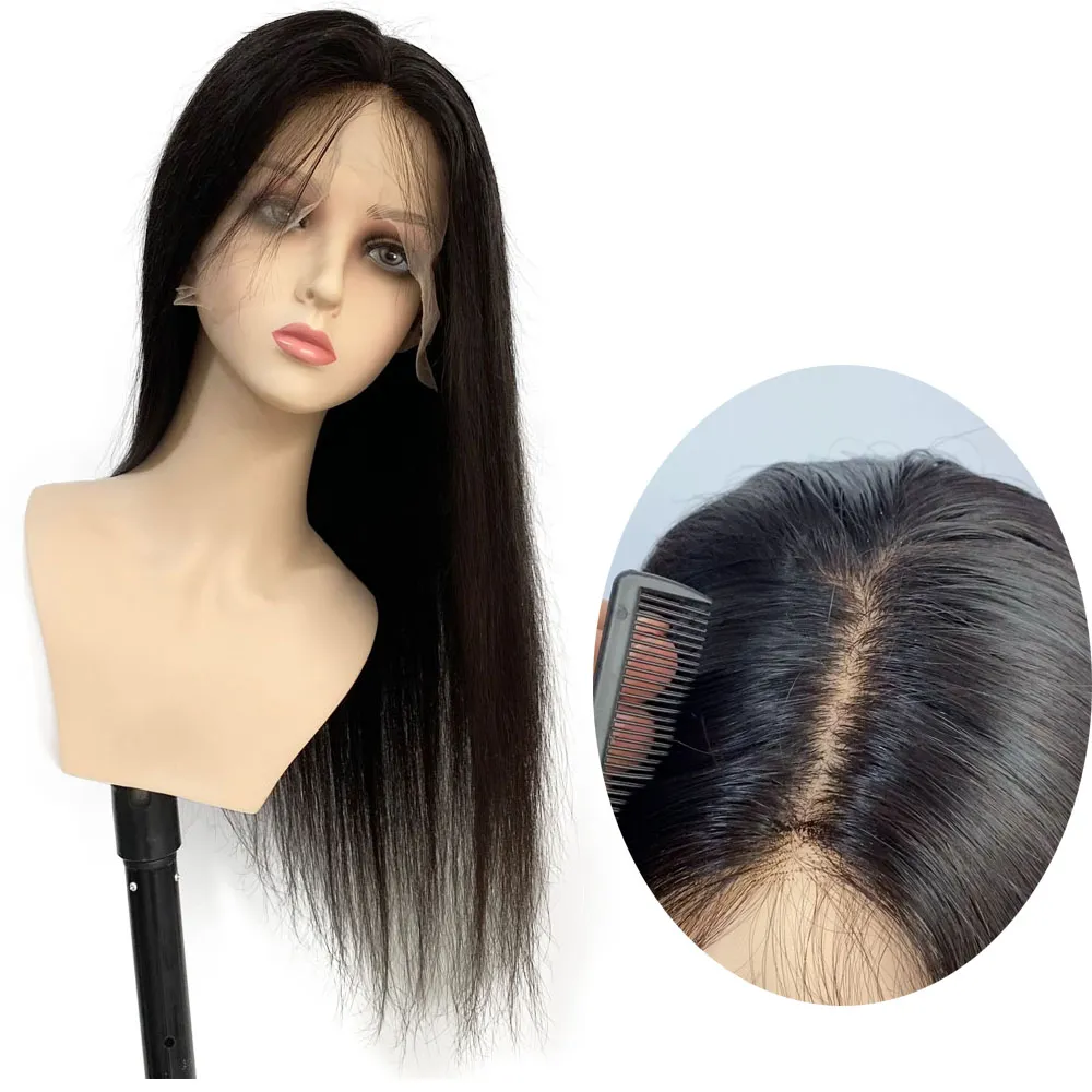 Zachte zijdebasis Volledig kanten Wig Braziliaanse Remy Human Hair Glueless Transparante kanten pruik voor zwarte vrouwen elke kleur en textuur